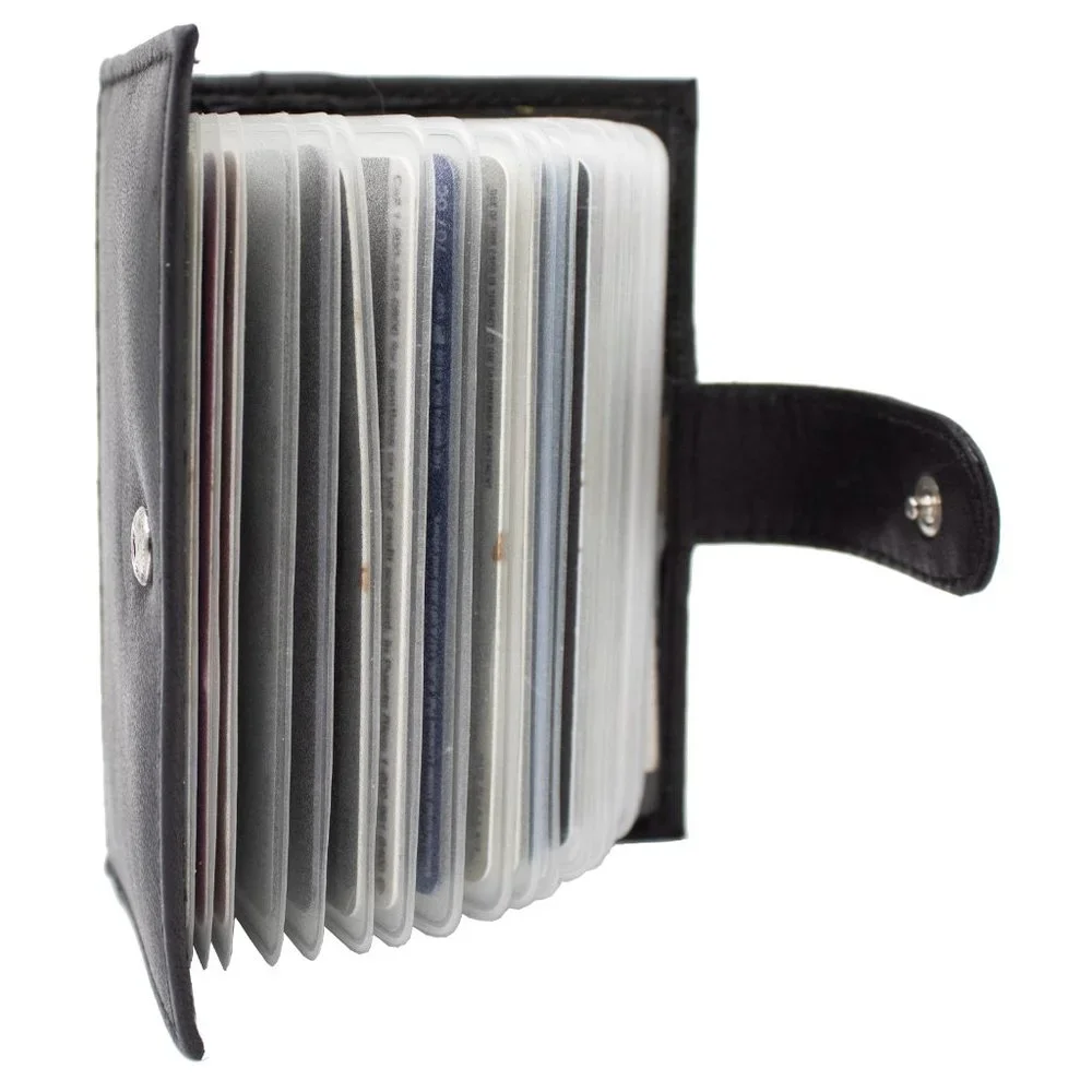 Genuine Leather Men Credit Card Holder, Black